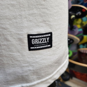 Grizzly Griptape - Embroidered Bear White Pocket tee