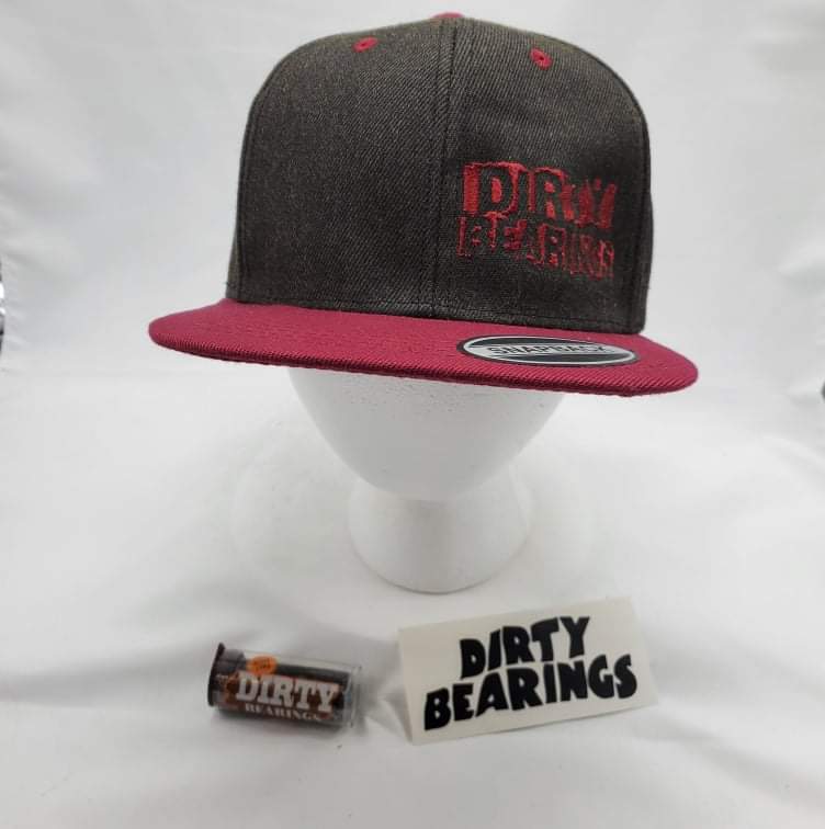 Dirty Bearings 206 - Embroidered Dark Grey/Maroon Snap Back